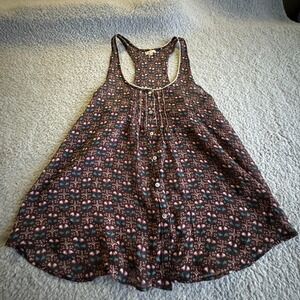 Aerie Sleeveless Dress Brown Women's Size Medium Womens‎ 100% Polyester Button
